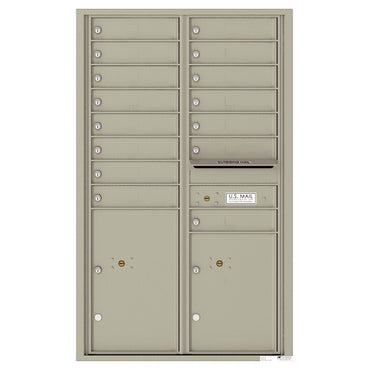 4C Commercial Mailbox, Wall Mt. USPS Approved, Total Tenant compartments  15, Total Parcel Lockers  2