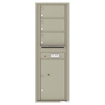 4C Commercial Mailbox, Wall Mt. USPS Approved, Total Tenant compartments  3, Total Parcel Lockers  1