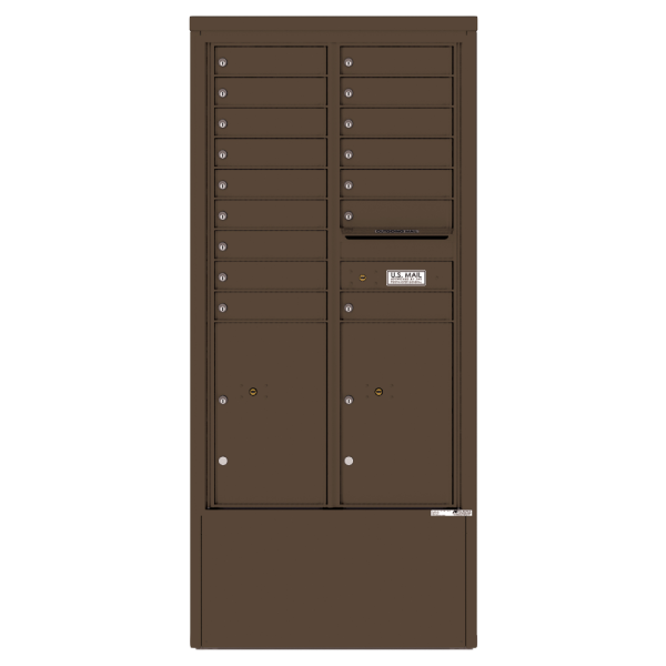 4C Commercial Mailbox, Free Standing, USPS Approved, Total Tenant compartments 16, Total Parcel Lockers 2