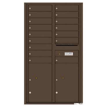 4C Commercial Mailbox, Wall Mt. USPS Approved, Total Tenant compartments  16, Total Parcel Lockers  2