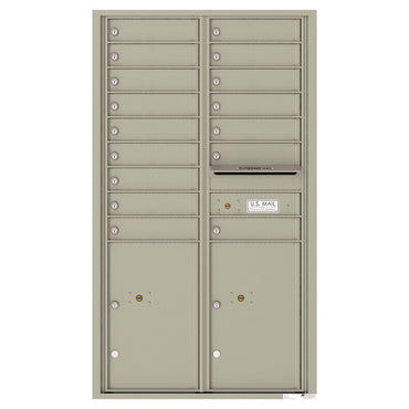 4C Commercial Mailbox, Wall Mt. USPS Approved, Total Tenant compartments  16, Total Parcel Lockers  2