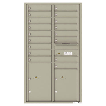 4C Commercial Mailbox, Wall Mt. USPS Approved, Total Tenant compartments  17, Total Parcel Lockers  2