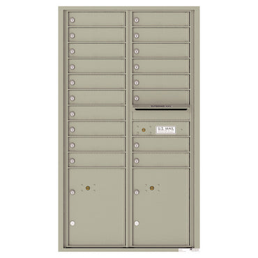 4C Commercial Mailbox, Wall Mt. USPS Approved, Total Tenant compartments  18, Total Parcel Lockers  2