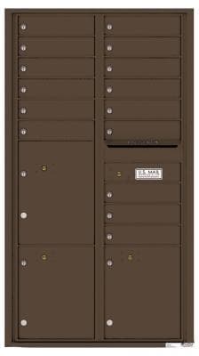 4C Commercial Mailbox, Wall Mt. USPS Approved, Total Tenant compartments 15, Total Parcel Lockers  3