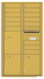 4C Commercial Mailbox, Wall Mt. USPS Approved, Total Tenant compartments 15, Total Parcel Lockers  3