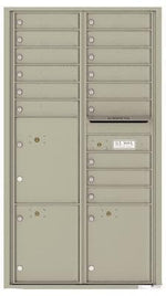 4C Commercial Mailbox, Wall Mt. USPS Approved, Total Tenant compartments 15, Total Parcel Lockers  3