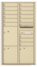 4C Commercial Mailbox, Wall Mt. USPS Approved, Total Tenant compartments 15, Total Parcel Lockers  3