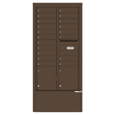 4C Commercial Mailbox, Free Standing, USPS Approved, Total Tenant compartments 19, Total Parcel Lockers 2