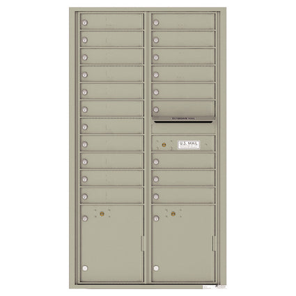 4C Commercial Mailbox, Wall Mt. USPS Approved, Total Tenant compartments  20, Total Parcel Lockers  2