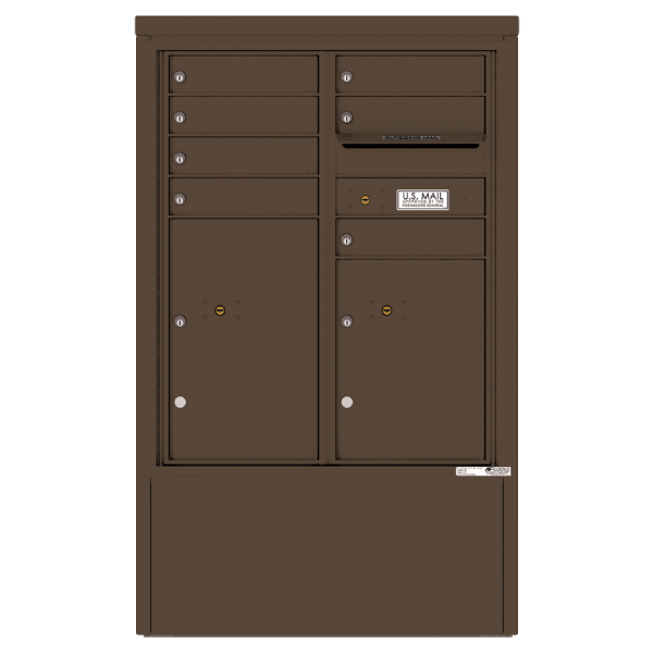 4C Commercial Mailbox, Free Standing, USPS Approved, Total Tenant compartments 7, Total Parcel Lockers 2