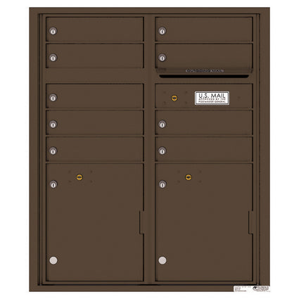 4C Commercial Mailbox, Wall Mt. USPS Approved, Total Tenant compartments  9, Total Parcel Lockers  2