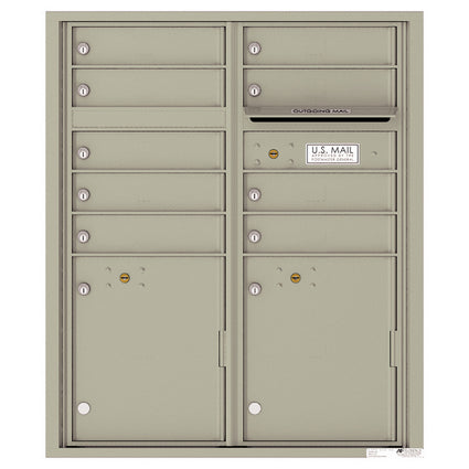 4C Commercial Mailbox, Wall Mt. USPS Approved, Total Tenant compartments  9, Total Parcel Lockers  2