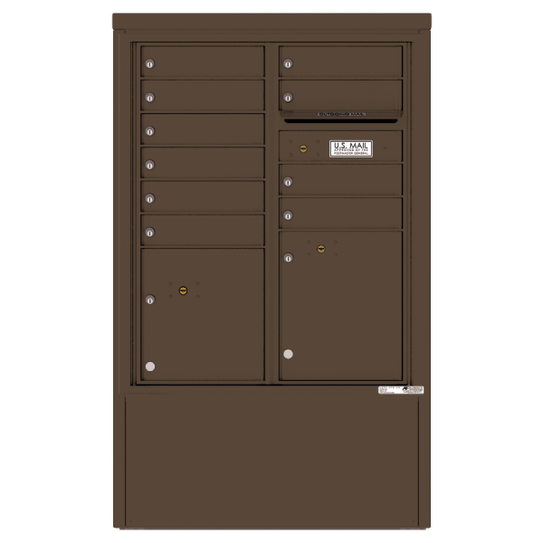 4C Commercial Mailbox, Free Standing, USPS Approved, Total Tenant compartments 10, Total Parcel Lockers 2