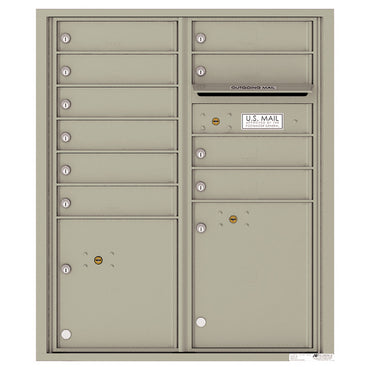 4C Commercial Mailbox, Wall Mt. USPS Approved, Total Tenant compartments  10, Total Parcel Lockers  2